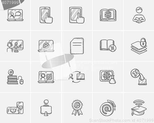 Image of Self-education sketch icon set.