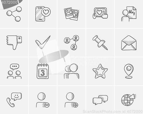 Image of Media sketch icon set.