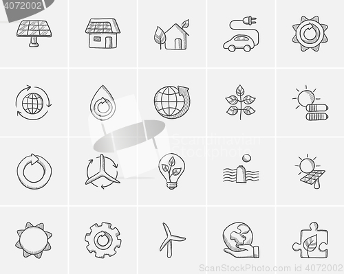 Image of Ecology sketch icon set.