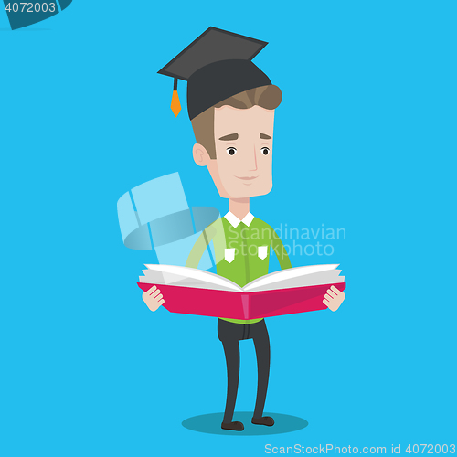 Image of Graduate with book in hands vector illustration.