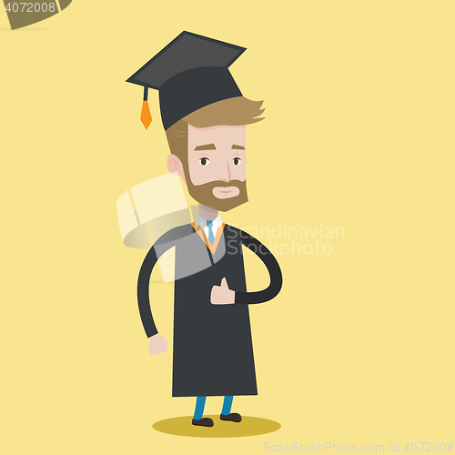 Image of Graduate giving thumb up vector illustration.