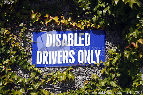 Image of disabled drivers only parking sign