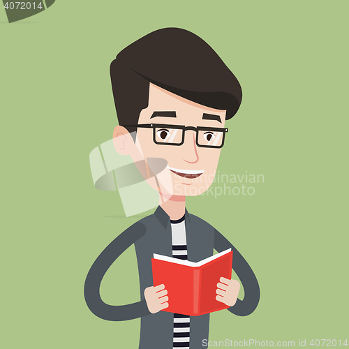 Image of Student reading book vector illustration.