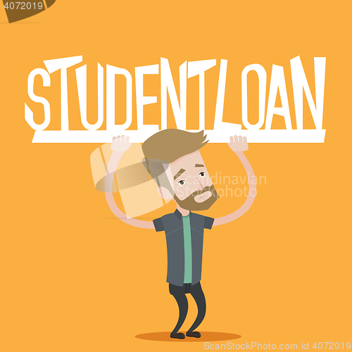 Image of Student holding sign of student loan.