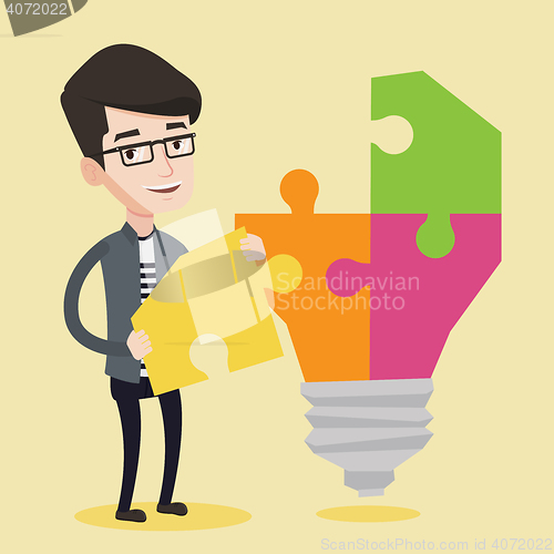 Image of Student with lightbulb vector illustration.