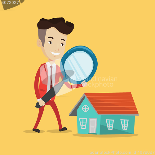 Image of Man looking for house vector illustration.