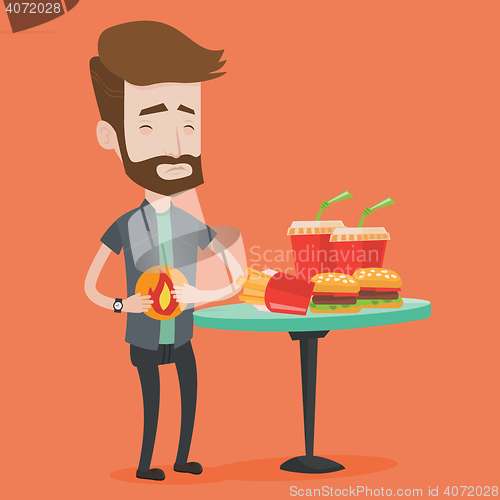 Image of Man suffering from heartburn vector illustration.