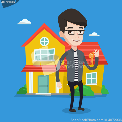Image of Real estate agent with key vector illustration.