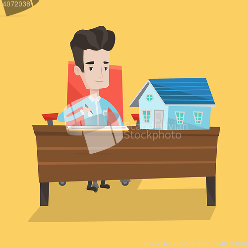 Image of Real estate agent signing contract.