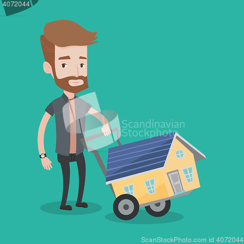 Image of Young man buying house vector illustration.