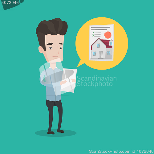 Image of Man looking for house vector illustration.