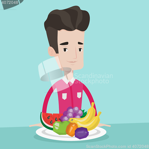 Image of Man with fresh fruits vector illustration.