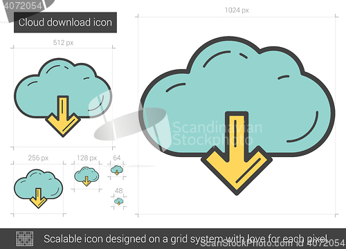 Image of Cloud download line icon.