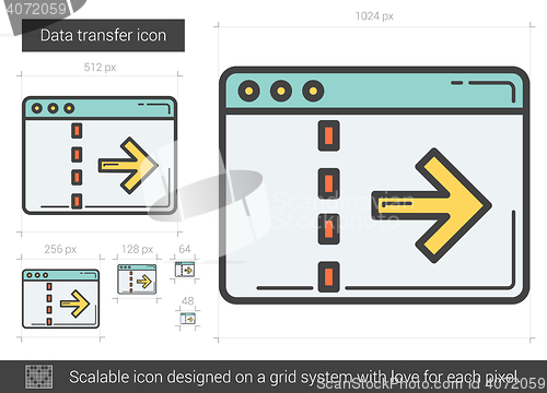 Image of Data transfer line icon.