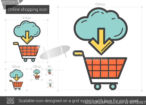 Image of Online shopping line icon.