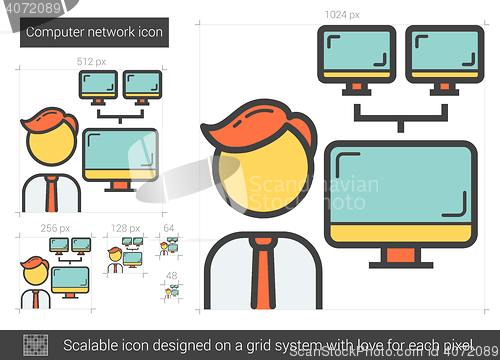 Image of Computer network line icon.