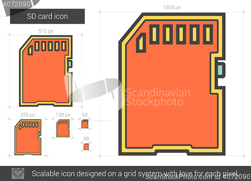 Image of SD card line icon.