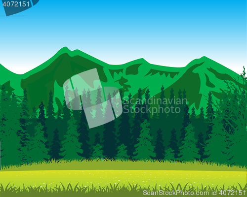 Image of Mountains and wood by summer