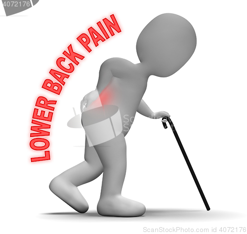 Image of Lower Back Pain Represents Vertebral Column And Backbone 3d Rend