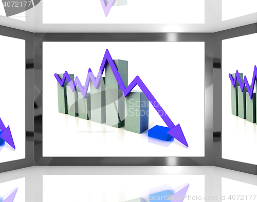 Image of Falling Arrow On Screen Showing Decreasing Financial Chart