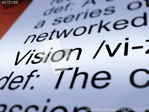 Image of Vision Definition Closeup Showing Eyesight Or Goals