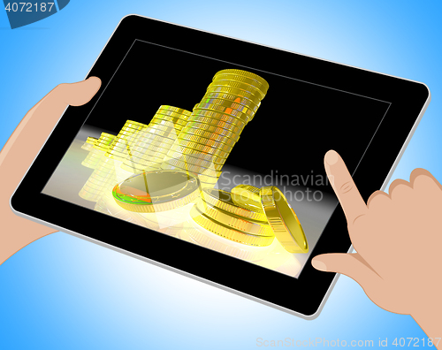 Image of Pile Of Coins Showing Successful Business Tablet