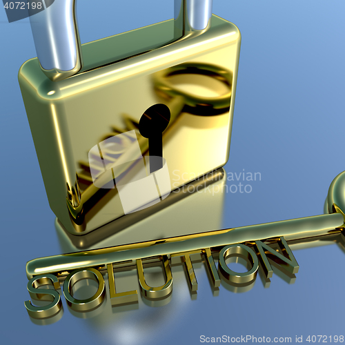 Image of Padlock With Solution Key Showing Strategy Planning And Success