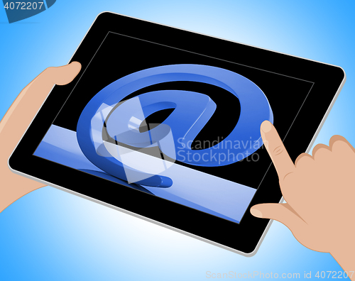 Image of At Sign Mean Email Correspondence on Web Tablet