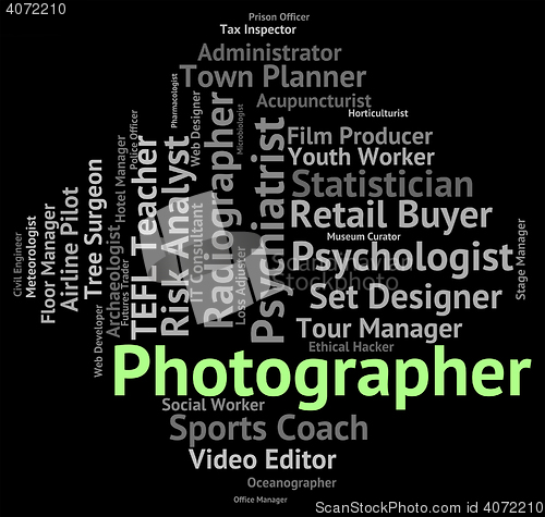 Image of Photographer Job Indicates Lensman Hire And Occupations