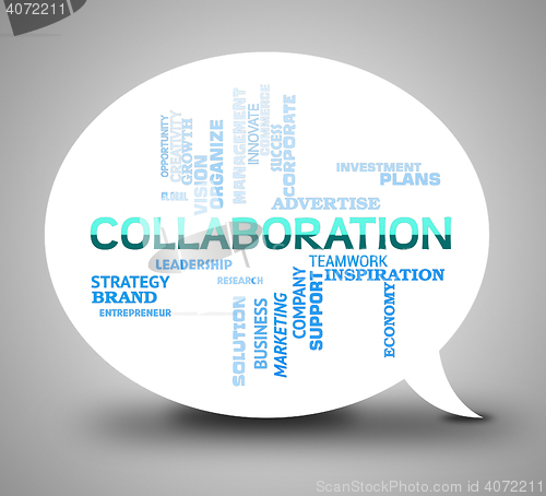 Image of Collaboration Bubble Indicates Team Together And Networking