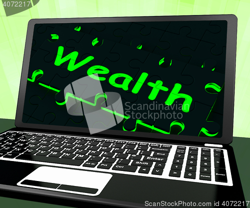 Image of Wealth On Laptop Shows Abundance