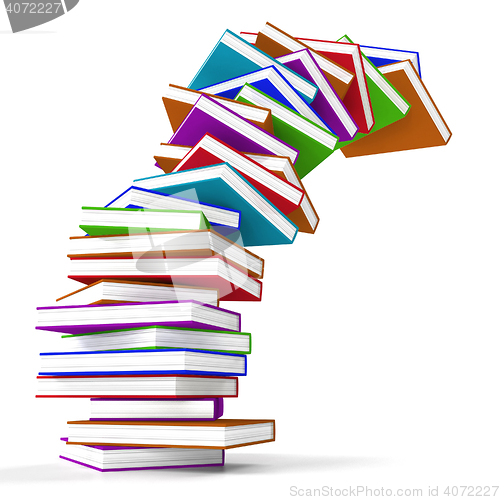 Image of Stack Of Colorful Falling Books Representing Learning And Educat