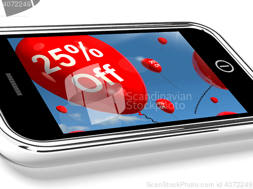 Image of Mobile With 25% Off Sale Promotion Balloons