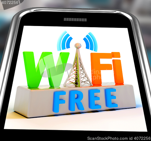 Image of Wifi Free On Smartphone Showing WiFi Broadcasting Area