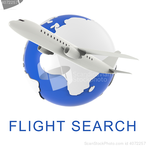 Image of Flight Search Shows Gathering Data And Air 3d Rendering