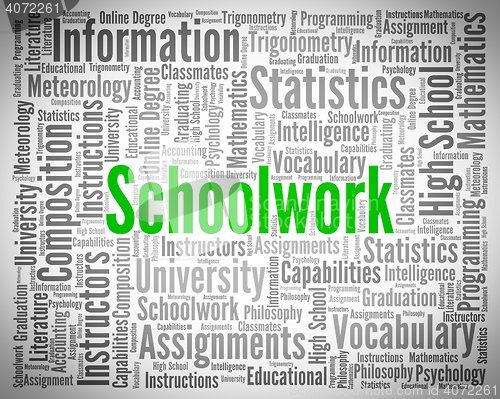Image of Schoolwork Word Indicates Undertaking Tasks And Exercise