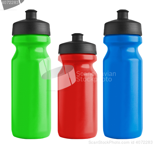 Image of Set of blank bicycle plastic bottles for water