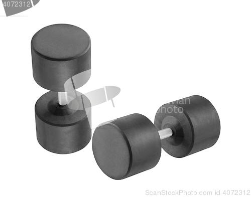 Image of dumbbells on white background