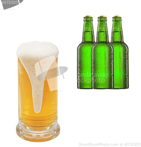 Image of bottle and glass with beer 