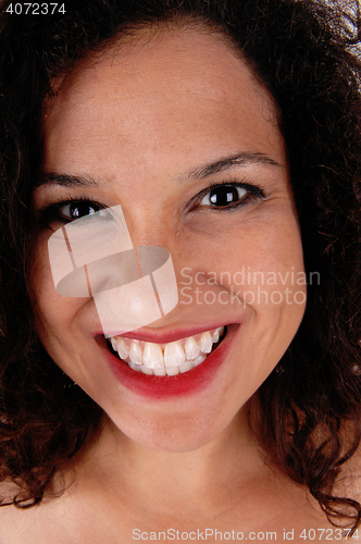 Image of Closeup portrait of smiling woman.