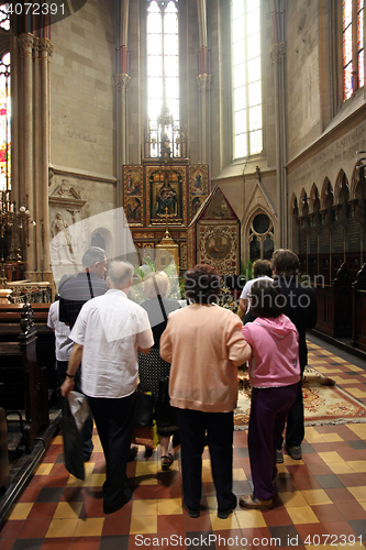 Image of On Good Friday, people pray in front of God's tomb in the Zagreb Cathedral