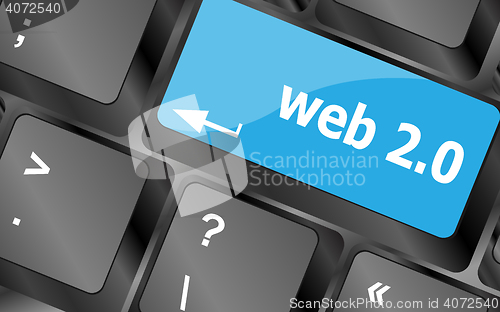 Image of web 2 0 rss or blog concept with internet computer key on keyboard. Keyboard keys icon button vector
