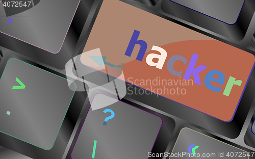 Image of hacker word on keyboard, attack, internet terrorism concept vector keyboard key. keyboard button. Vector illustration
