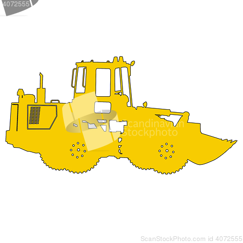 Image of Silhouette of a heavy loaders with a ladle. illustration.