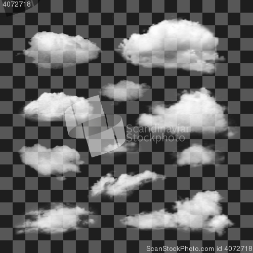 Image of Set of transparent different clouds.
