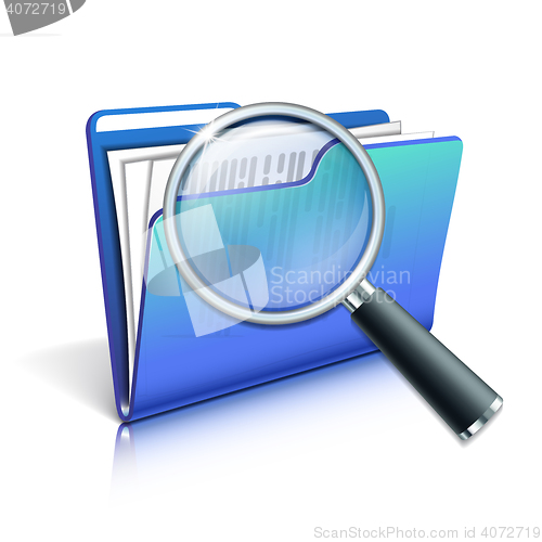 Image of Magnifying glass over the blue folder