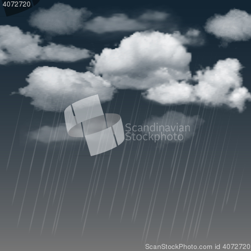 Image of Rainclouds and rain in the dark sky