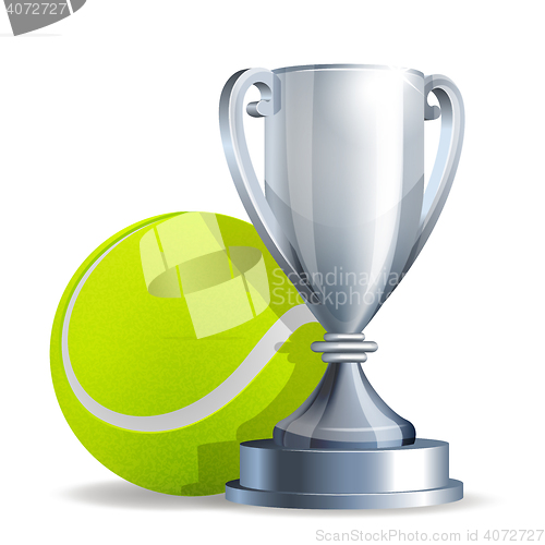 Image of Silver trophy cup with a Tennis ball