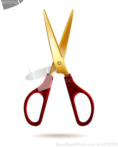 Image of Golden scissors isolated on white background.