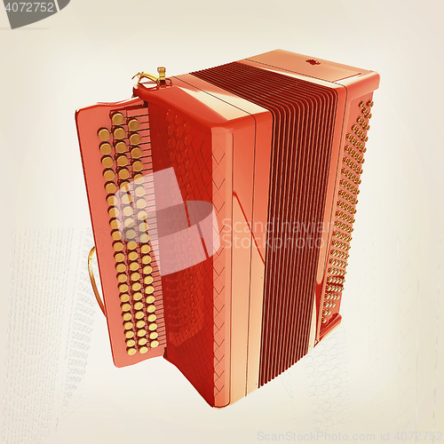 Image of Musical icon instruments - bayan. 3D illustration. Vintage style